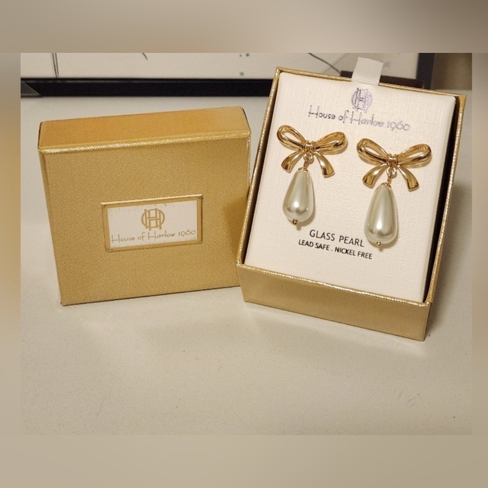 House of Harlow 1960 Gold and Pearl Earrings